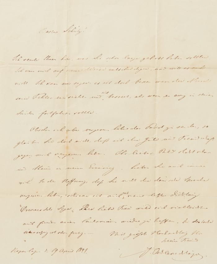 E. Brief m. U., in deutscher Sprache;