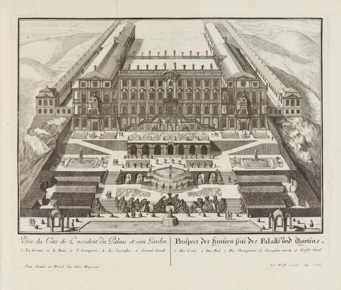 Veues et parties principales de Louis-bourg ... Prospect und Theile des Fürstl. Hauses und Gartens Ludwigs-burg.
