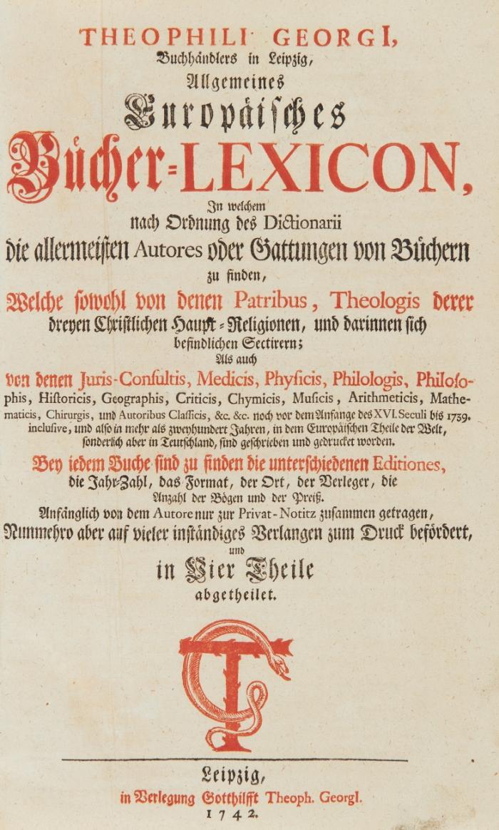 Allgemeines Europäisches Bücher-Lexicon. 5 Tle. in 5 Bden.