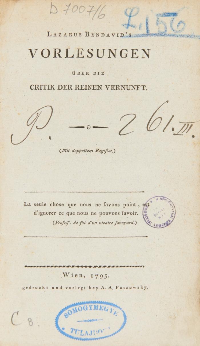 2 Vorlesungen über kantische Philosophie: Vorlesungen über die Critik der reinen Vernunft. / Vorlesungen über die Critik der Urtheilskraft. 2 Bde.