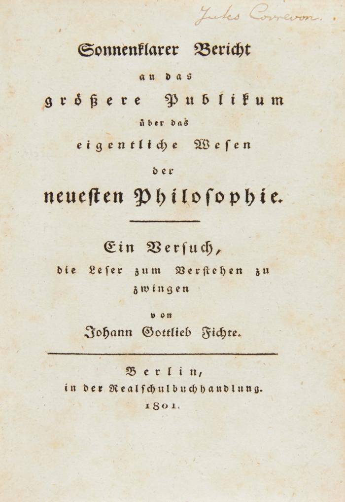 4 Werke in 4 Bdn: 
1.) Das System der Sittenlehre nach den Principien der Wissenschaftslehre. 
2.) Die Bestimmung des Menschen.  
3.) Sonnenklarer Bericht an das größere Publikum über das eigentliche Wesen der neuesten Philosophie. Ein Versuch die Leser zum Verstehen zu zwingen. 
4.) Die Anweisung zum seeligen Leben, oder auch die Religionslehre. In Vorlesungen gehalten zu Berlin, im Jahre 1806.