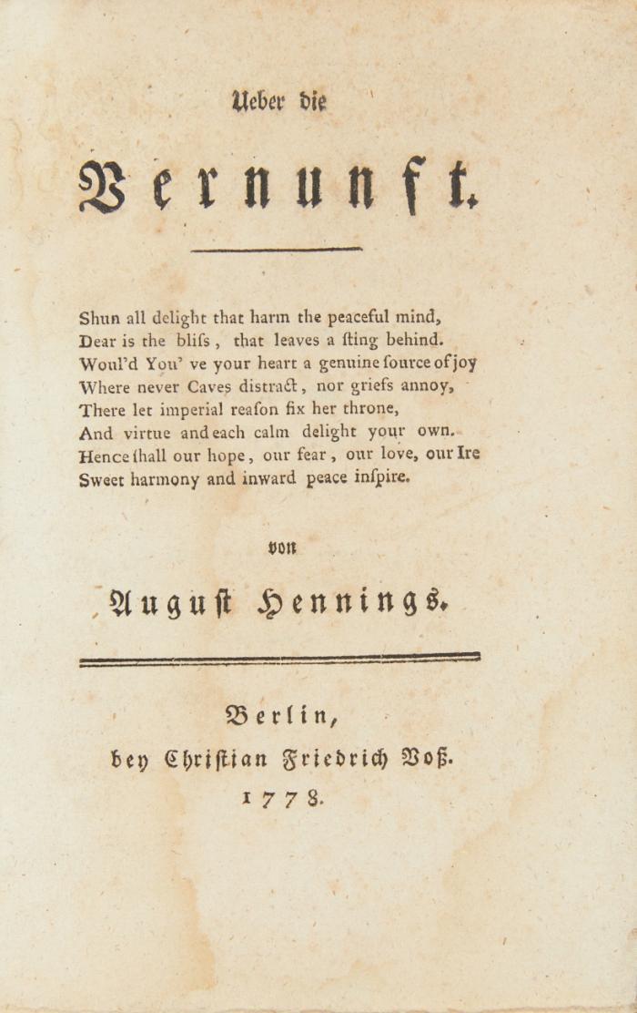Ueber die Vernunft.
