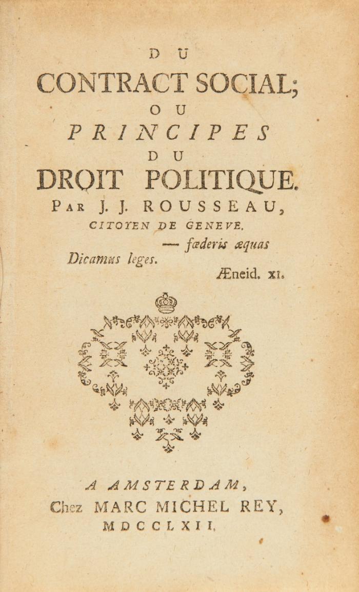 Du Contract social; ou principes du droit politique.