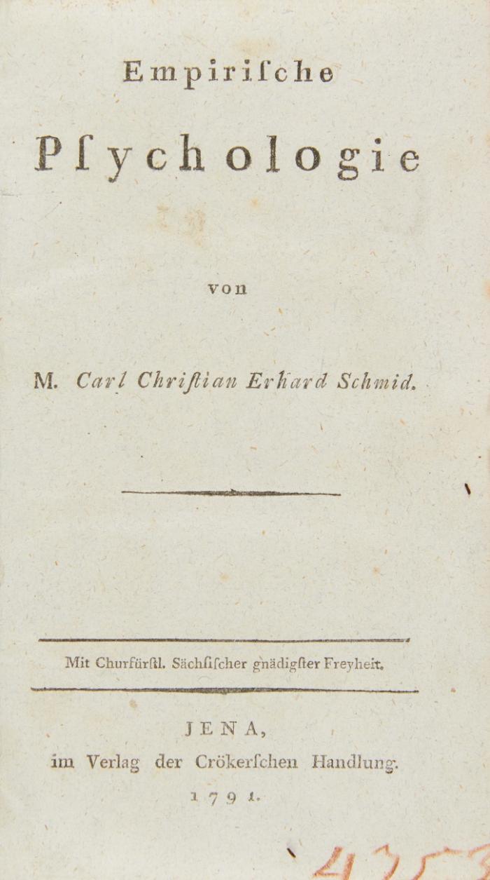 Empirische Psychologie. (Band 1, alles Erschienene).