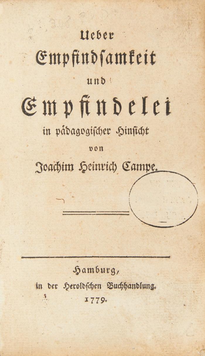 Ueber Empfindsamkeit und Empfindelei in pädagogischer Hinsicht.