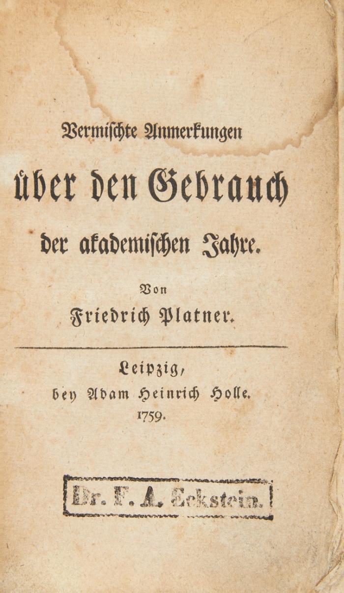 Vermischte Anmerkungen über den Gebrauch der akademischen Jahre.