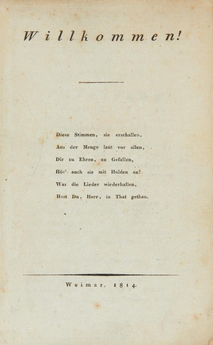 Willkommen! (Motto:) Diese Stimmen, sie erschallen ...