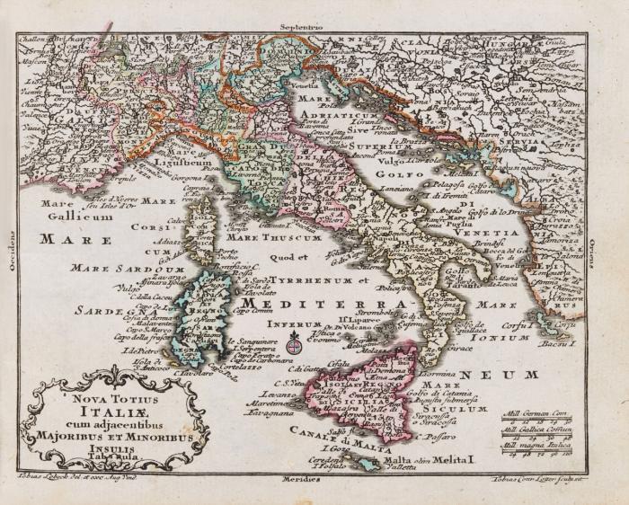 Kurzgefaßte Geographie, in sich haltend einen aneinander hangenden Entwurf aller Theile des bevvohnten Erdbodens, nebst compendieusen Landcharten, vvelche einen kleinen Sack-Atlas ausmachen. 2 Tle. in 1 Bd. (Der vorangestellte Atlastl. unter dem Titel: Atlas Geographicus portatilis).