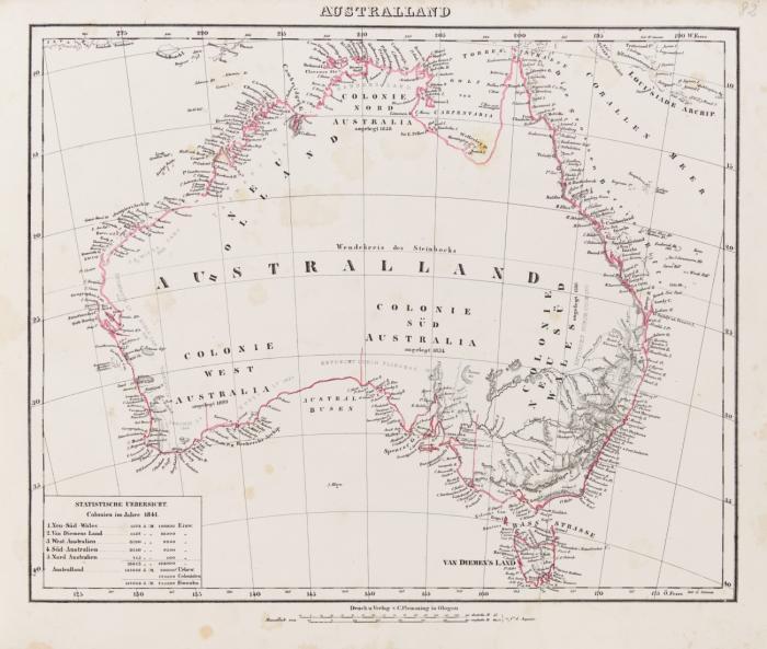 Vollständiger Hand-Atlas der neueren Erdbeschreibung über alle Theile der Erde. 4t. Auflage verm. u. verb. durch Heinr. Berghaus. Atlas und Supplementband in 1 Bd.
