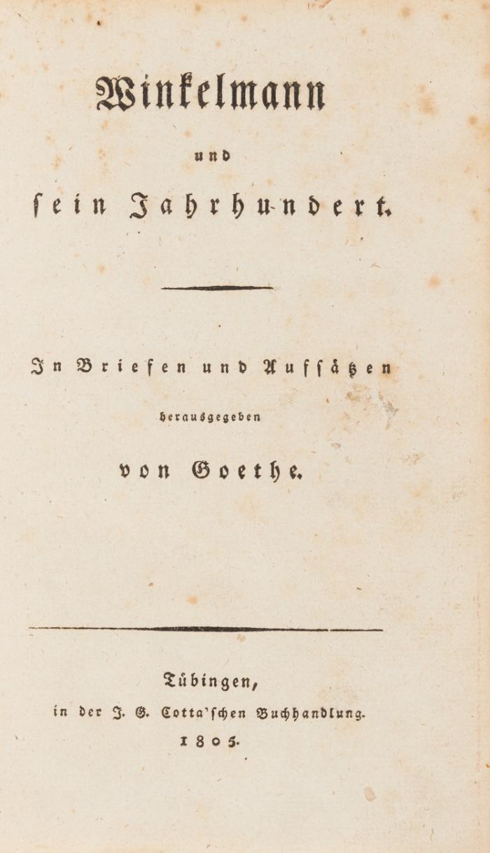 Winckelmann und sein Jahrhundert. In Briefen und Aufsätzen.