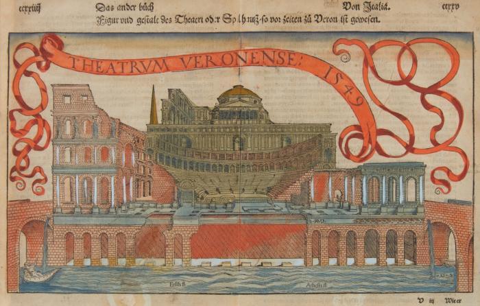 Verona. – Theatrum Veronense: 1549. Ansicht der römischen Arena in Verona.