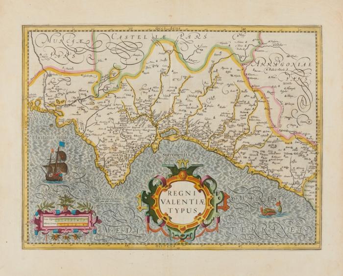 Spanien. Valencia. Regni Valentiae Typus, mit Valencia als zentralem Ort.