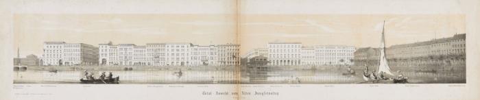Hamburg. Jungfernstieg. Total-Ansicht vom Alten Jungfernstieg.