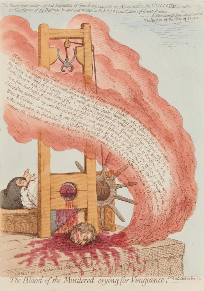 Karikaturen. – Gillray, James. The Blood of the Murdered crying for Vengeance. Publ. Feb. 16th 1793, by H. Humphrey No. 18 Old Bond Street.