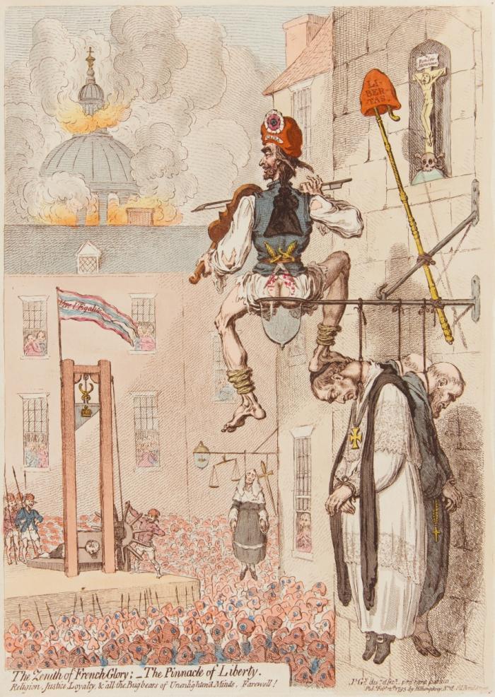 Karikaturen. – Gillray, James. The Zenith of French Glory; – The Pinnacle of Liberty. Publ. Feb. 17th 1793, by H. Humphrey No. 18 Old Bond Street.