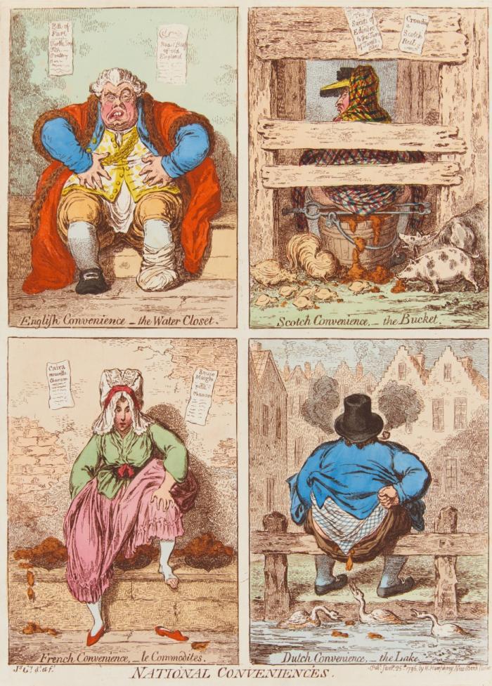 Karikaturen. – Gillray, James. National Conveniences. Publ. Jan. 25th 1796, by H. Humphrey New Bond Street.