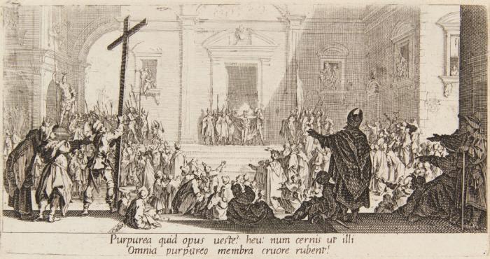 La Présentation au peuple (Tafel 5 aus: La Grande Passion). / La bataille (Tafel 3 aus: Les Misères et les Malheurs de la Guerre).