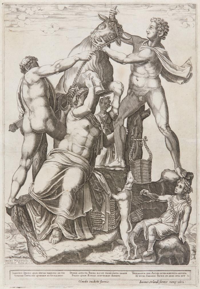 Amphion und Zethos fesseln Dirke an einen wilden Bullen (Der Farnesische Stier).