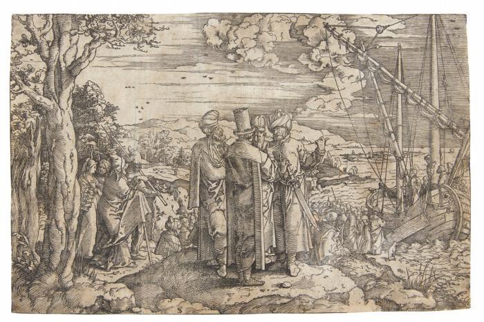 Christus predigt vom Boot aus zum Volke.