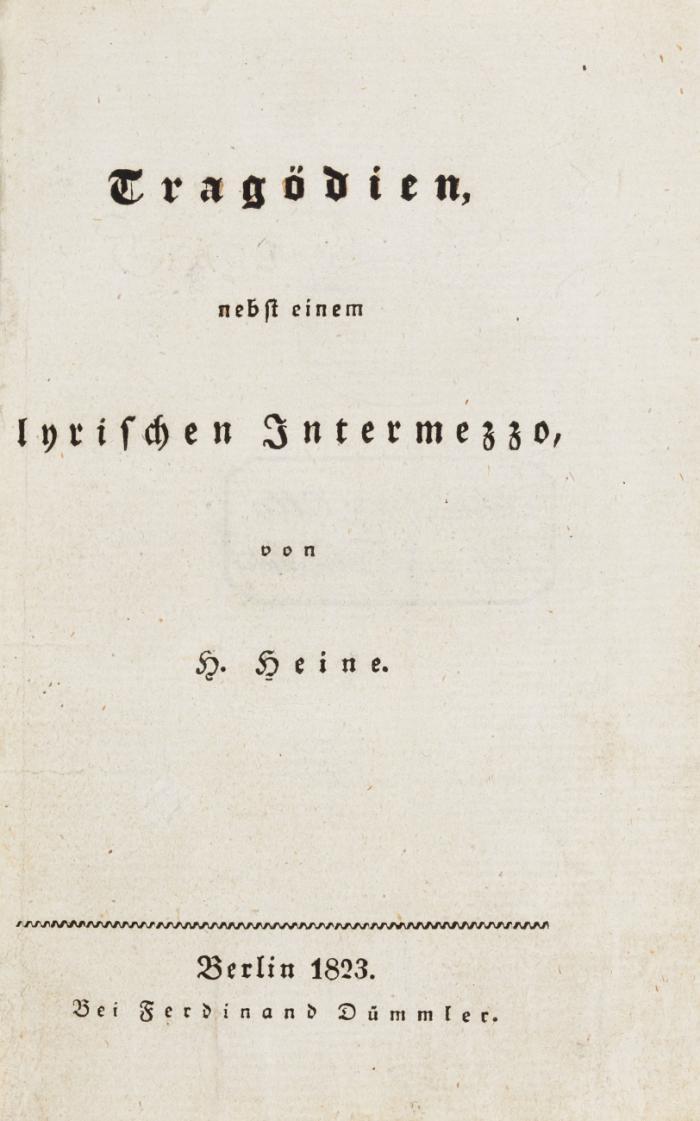 Tragödien, nebst einem lyrischen Intermezzo.