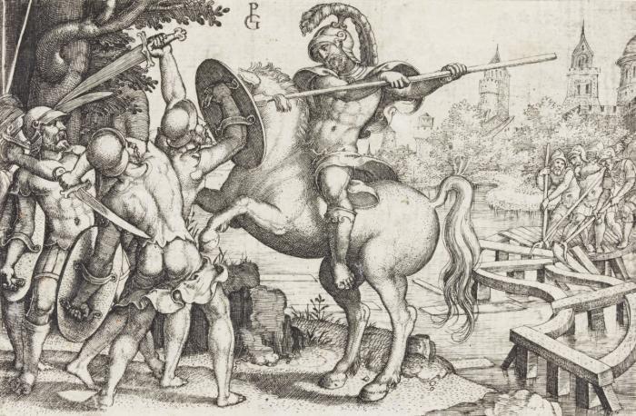 Horatius Cocles verteidigt die Brücke.