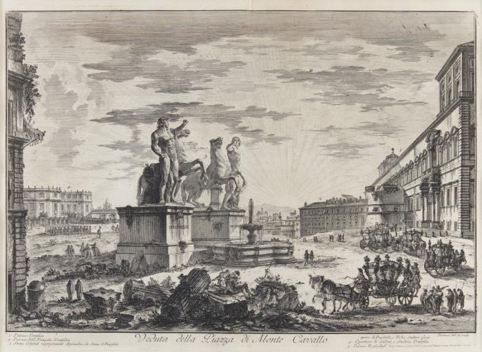 Veduta della Piazza di Monte Cavallo (Die Piazza  del Quirinale mit Blick auf den Dioskurenbrunnen).