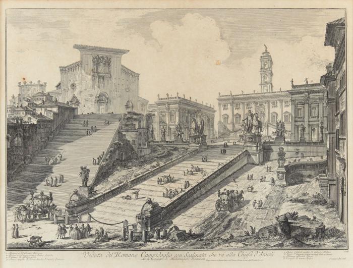 Veduta del Romano Campidoglio con Scalinata che va' alla Chiesa d'Araceli (Blick auf das Kapitol und die Treppe von Santa Maria in Aracoeli).