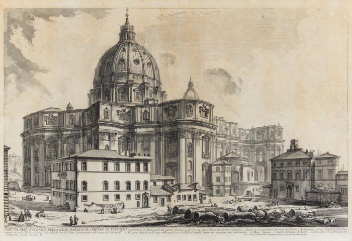 Veduta dell'Esterno della gran Basilica di S. Pietro in Vaticano (Blick auf die Fassade von St. Peter im Vatikan).
