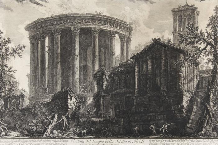 Veduta del tempio della Sibilla in Tivoli (Sibyllentemepl in Tivoli). 1761.