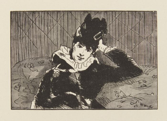 Sammlung Druckgraphik, um 1900. – 5 Blatt in verschiedenen Techniken unterschiedlicher Künstler auf differenten Papieren.
Darunter: Édouard Manet. Olympia II. / Ders. La Parisienne. / Édouard Vuillard. Une galerie au Gymnase. / Henri-Théodore Fantin-Latour. Le Paradis et la Péri. / Evard Munch. Männerportrait.