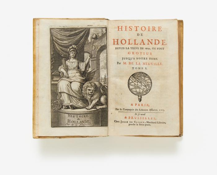 Histoire de Hollande depuis la Trevé de 1609, où finit Grotius jusqu'à nôtre tems / depuis la mort du Prince Maurice / depuis la mort du Prince d'Orange Frédéric-Henri / depuis la revolution causée par les guerres qui ont précedé la paix de Nimegue. 4 Tle. in 2 Bdn