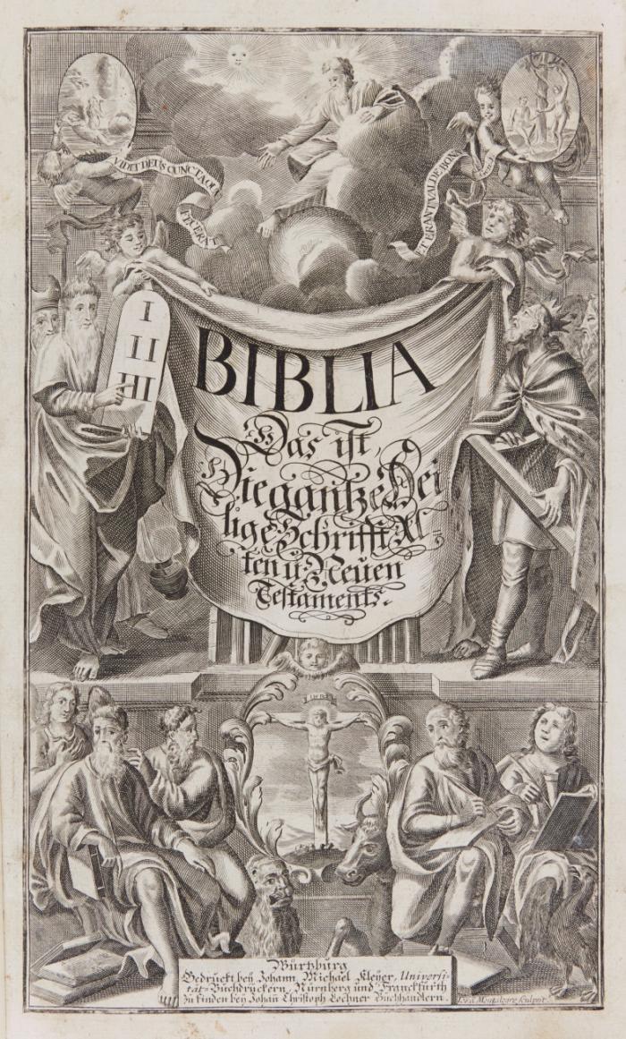 Sacra Biblia das ist: die gantze Heilige Schrifft. Altes und neues Testaments. Nach alter in christlicher Kirchen gehabter Translation treulich verteuscht durch d. Johann Dietenberger. Anjetzo aufs neue in gewisse Versiculn eingetheilet an vielen Orten gebessert und mit einem nutzlichen Register versehen.