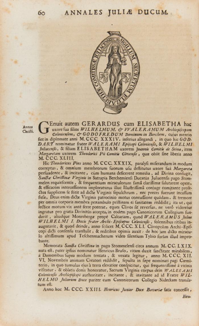 Juliæ, Montiumque comitum, Marchionum, & ducum annalium ... tomus primus (- tertius). 3 in 1 Bd.