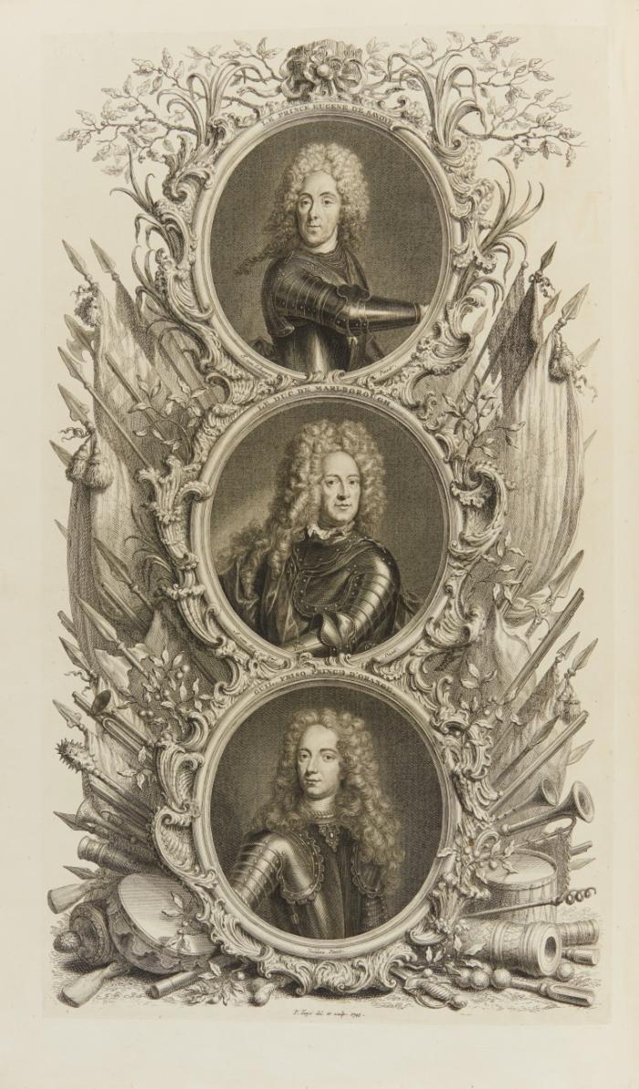 Histoire militaire du Prince Eugène de Savoye, du Prince et Duc de Marlborough, et du Prince de Nassau-Frise. 4 Tle. in 3 Bden.