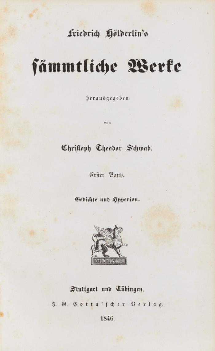 Sämmtliche Werke. Hrsg. von Christoph Theodor. Schwab. 2 in 1 Bd.