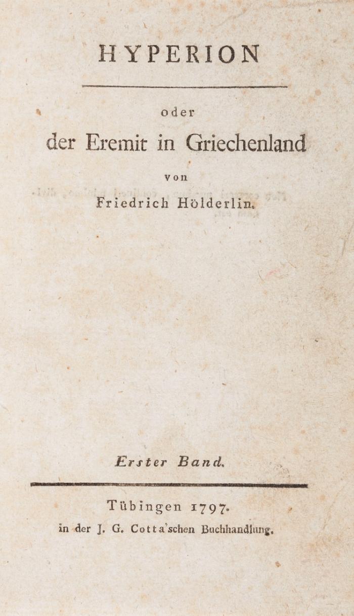Hyperion oder der Eremit in Griechenland. Erster Bd.