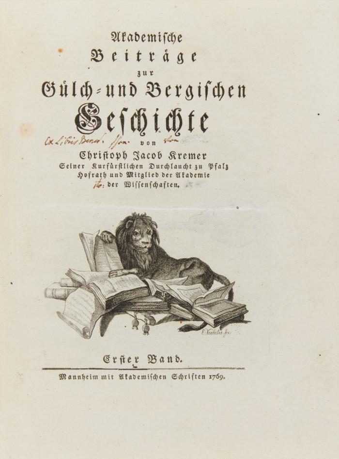 Akademische Beiträge zur Gülch- und Bergischen Geschichte. 4 Tle. in 3 Bdn.