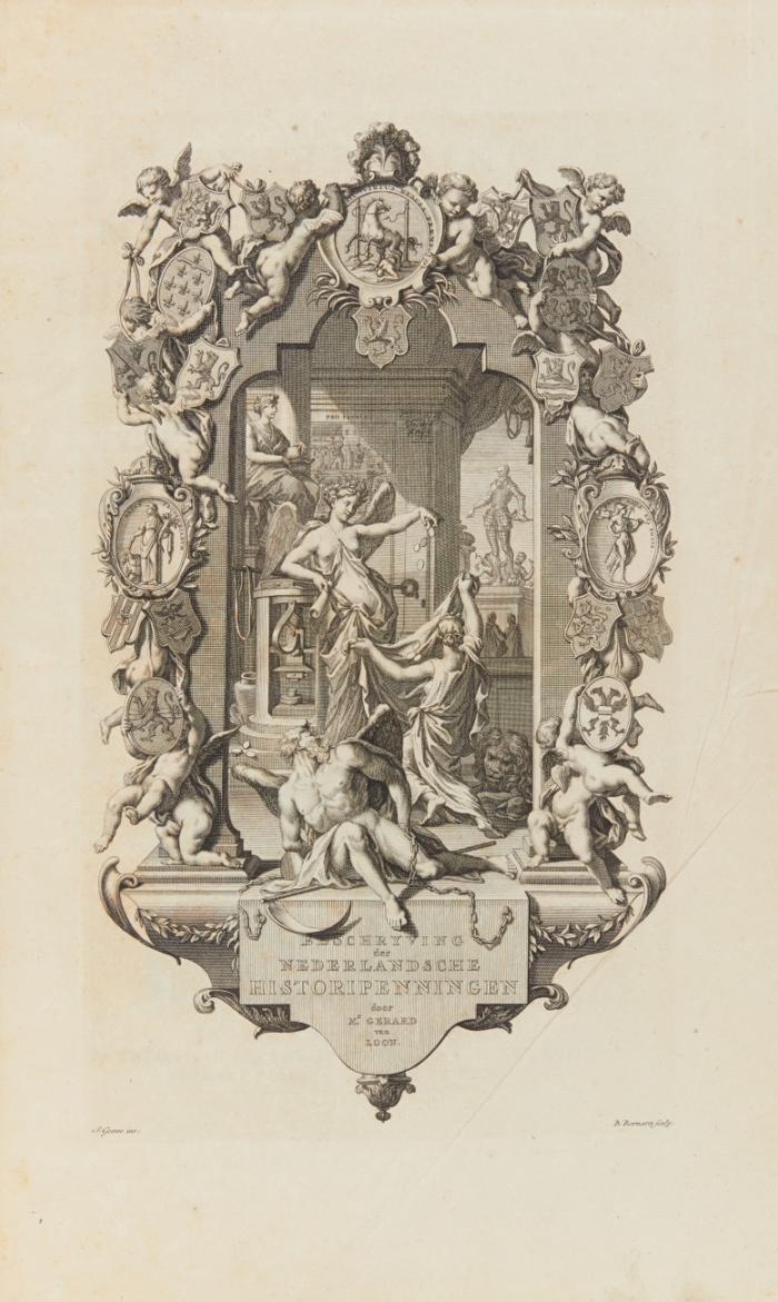 Beschryving der Nederlandsche Historiepenningen: Of beknopt Verhaal van't gene sedert de overdracht der heerschappye van keyzer Karel den Vyfden op Koning Philips zynen zoon. 4 Tle. in 4 Bden.