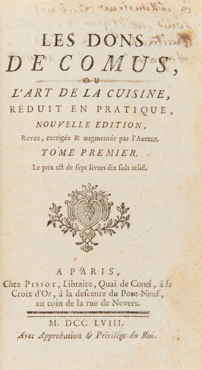 Les dons de Comus, ou l'art de la cuisine, réduit en pratique, nouvelle édition. 3 Bde.