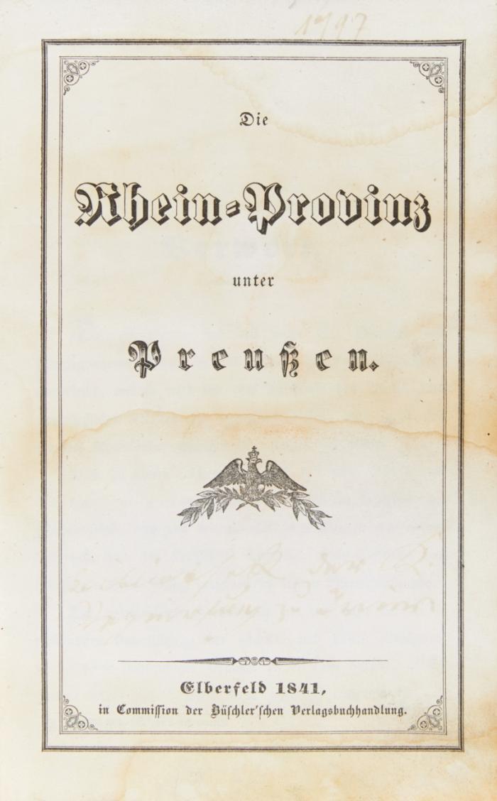 Die Rhein-Provinz unter Preußen.