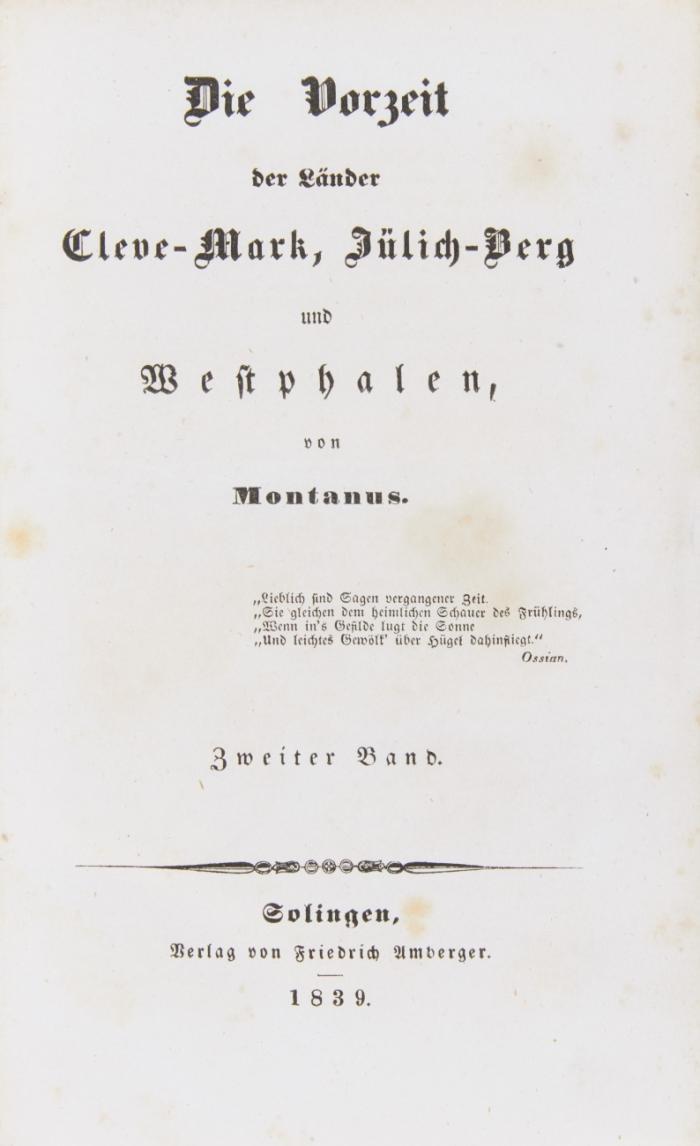 Die Vorzeit der Länder Cleve-Mark, Jülich-Berg und Westphalen. 2. Auflage. 2 Bde.