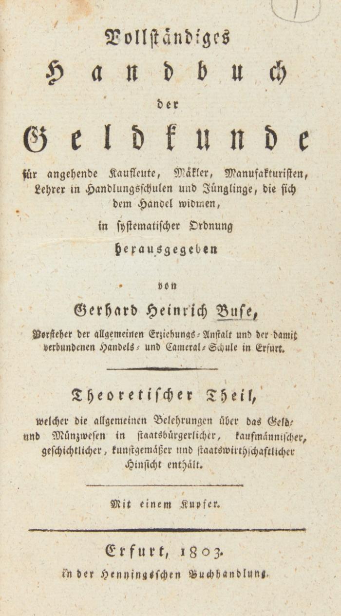 Vollständiges Handbuch der Geldkunde. 3 Bde.