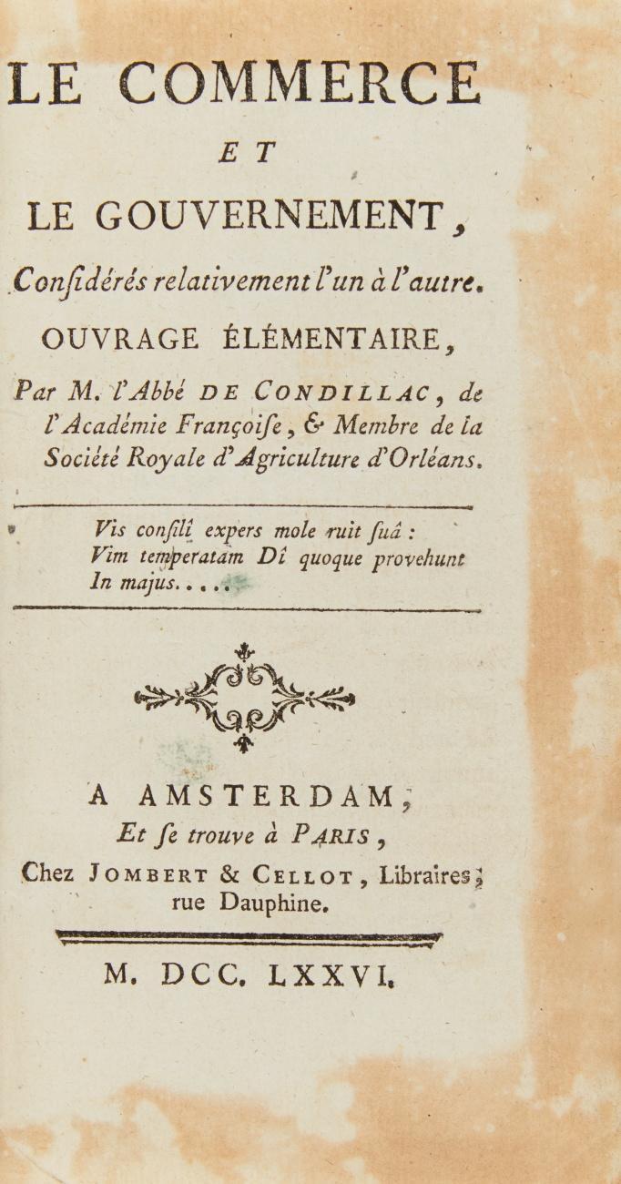 Le commerce et le gouvernement, considérés relativement l'un à l'autre. Ouvrage élémentaire.