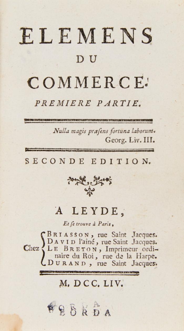Elémens du commerce.  Seconde édition. 2 Bde.