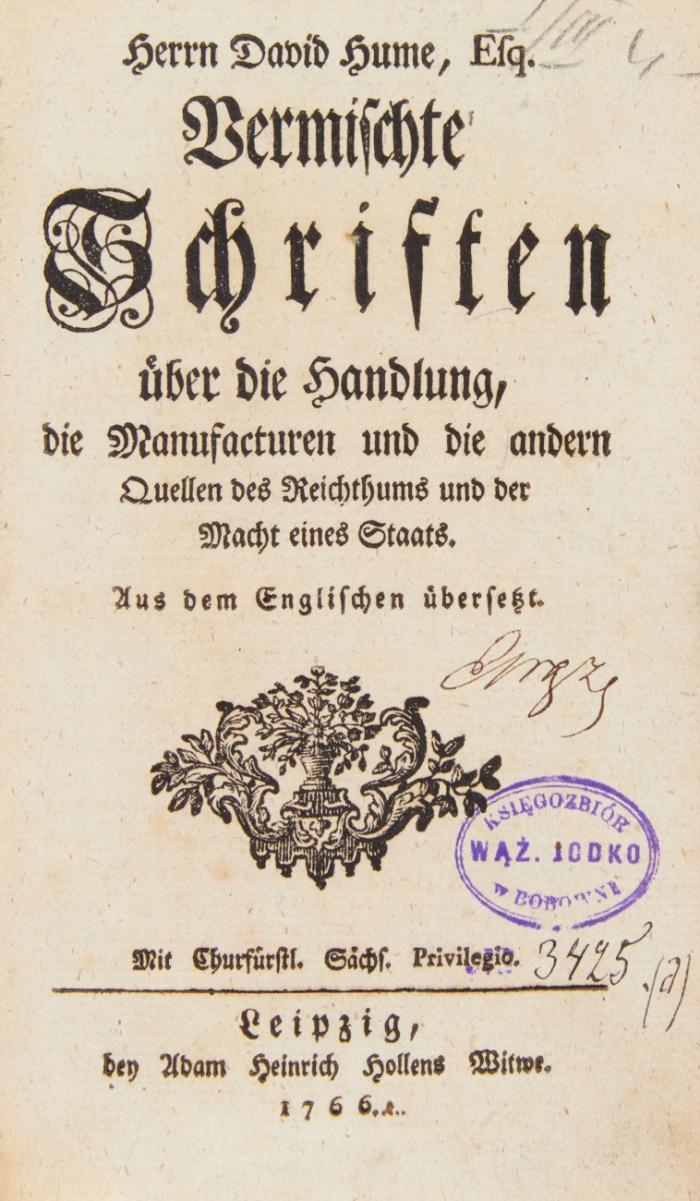 Vermischte Schriften über die Handlung, die Manufakturen und die andern Quellen des Reichthums und der Macht eines Staats. Aus dem Englischen übersetzt. 3 Bde.