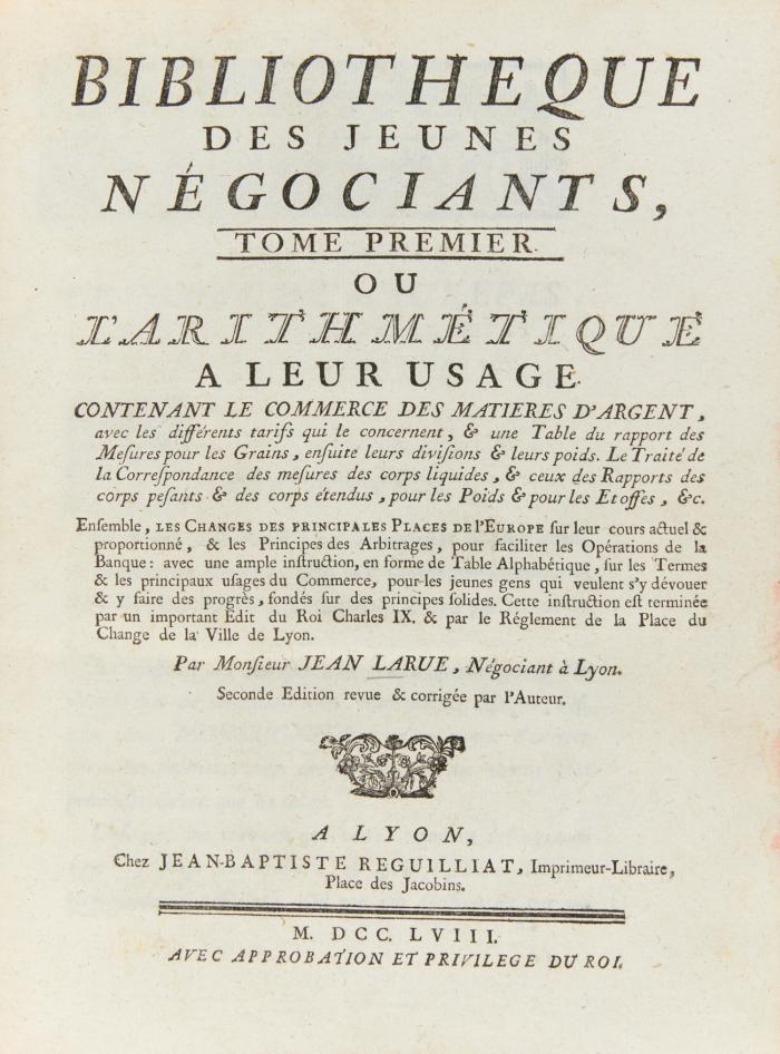 Bibliotheque des jeunes négociants. 2 Bde.