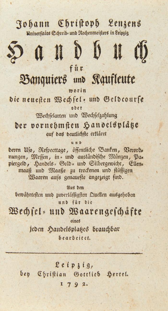 Handbuch für Banquiers und Kaufleute.