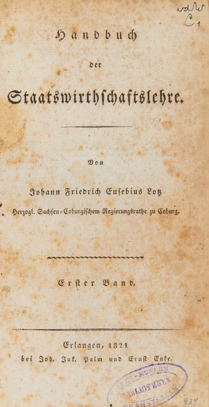 Handbuch der Staatswirthschaftslehre. 3 Bde.