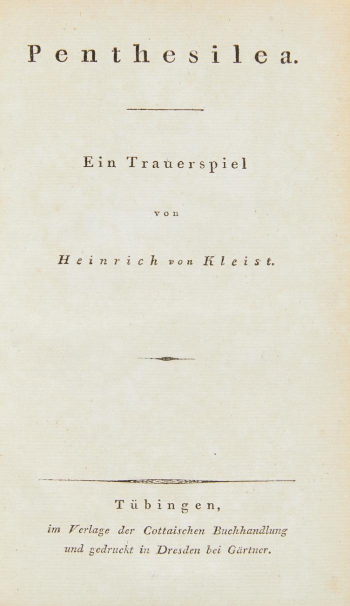 Penthesilea. Ein Trauerspiel.