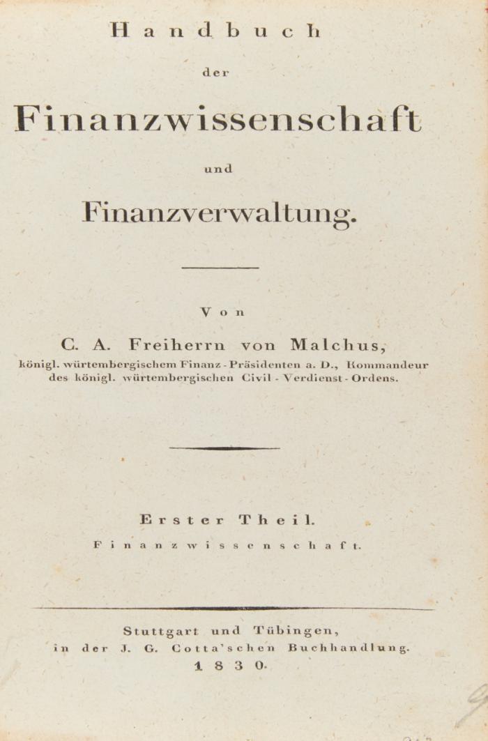 Handbuch der Finanzwissenschaft und Finanzverwaltung. 2 Tle. in 2 Bden.